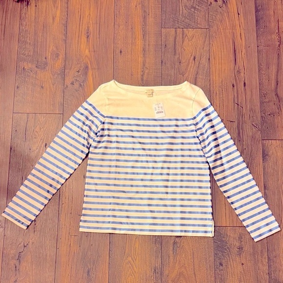 J. Crew Tops - JCREW Women’s Blue shimmer Striped Long Sleeve Shirt NWT
